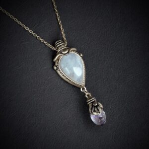 Colier Piatra Lunii & Ametist